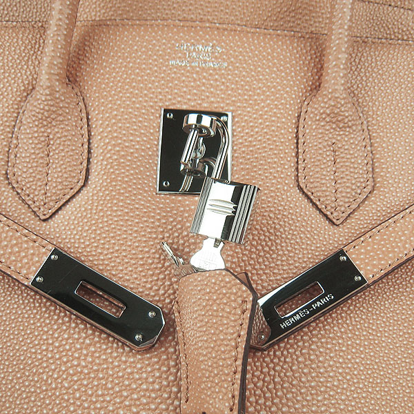 High Quality Fake Hermes Birkin 35CM Pearl Veins Leather Bag Orange 6089 - Click Image to Close